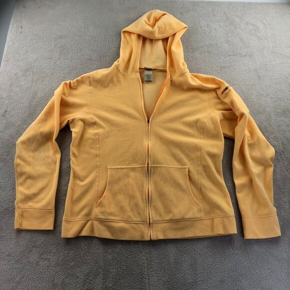 L.L. Bean Womens Jacket Medium Misses Orange Hooded Zip-Up Lightweight Casual - Picture 9 of 10